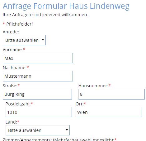 Anfrage 2 Anfrage Formular