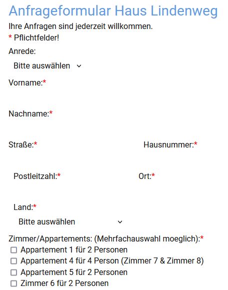 Anfrage 2 Formular